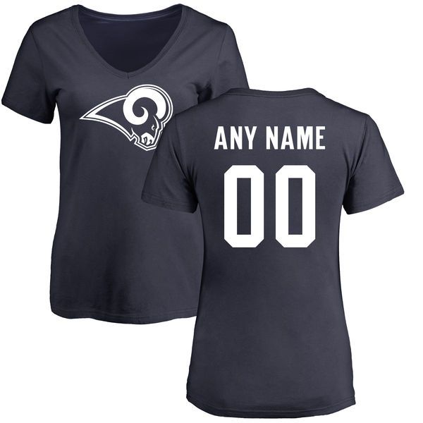 Women Los Angeles Rams NFL Pro Line Navy Any Name and Number Logo Custom Slim Fit T-Shirt